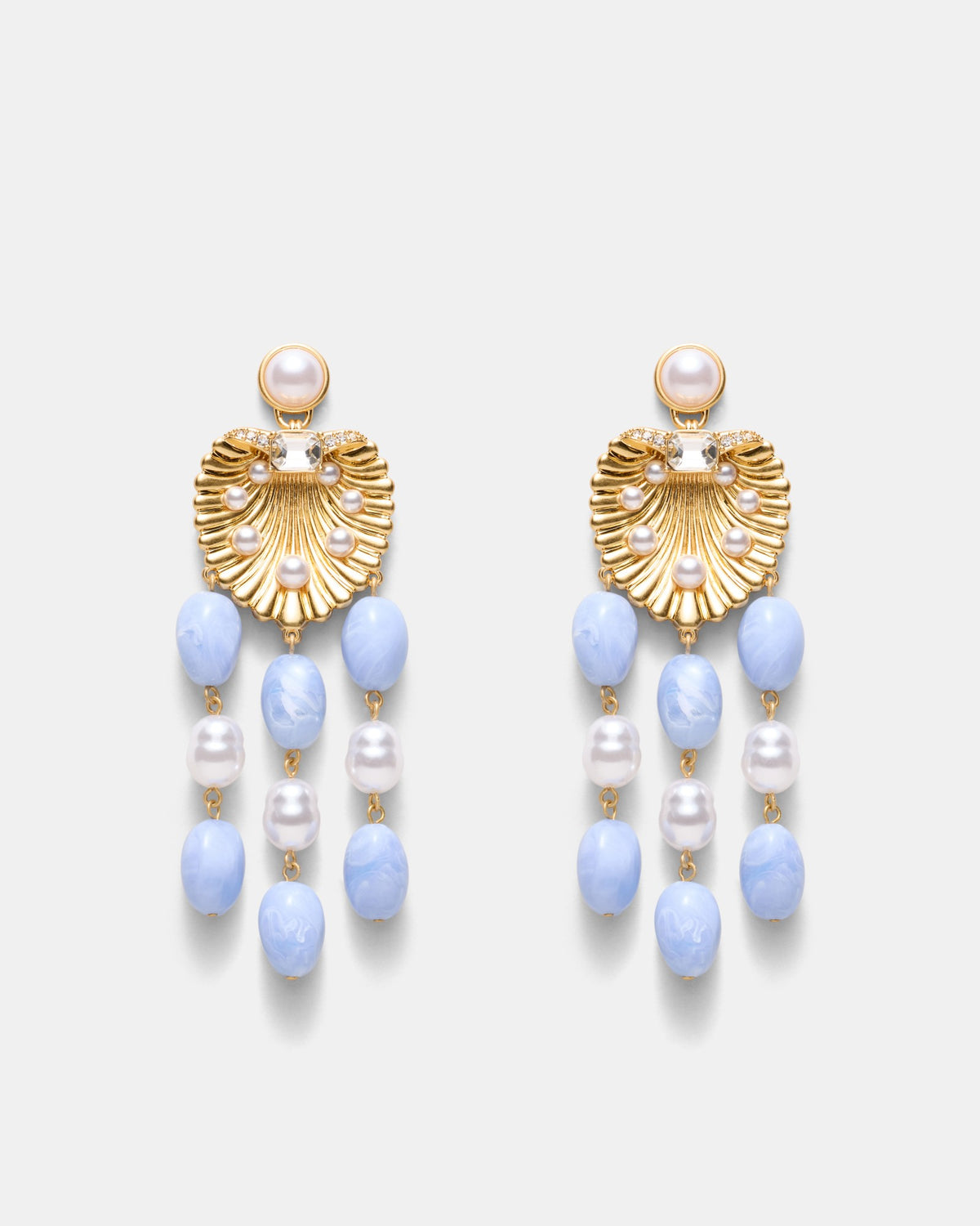 Undersea Charm Drop Earrings - Sky Blue