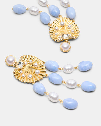 Undersea Charm Drop Earrings - Sky Blue