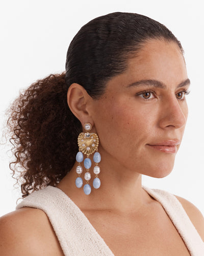 Undersea Charm Drop Earrings - Sky Blue