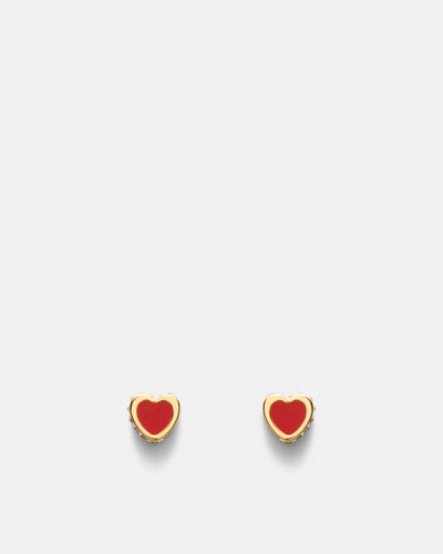 Lover Heart Earrings And Necklace Set - Red