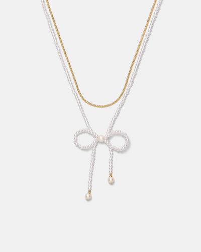 Glimmer Bow Necklace - Pearl