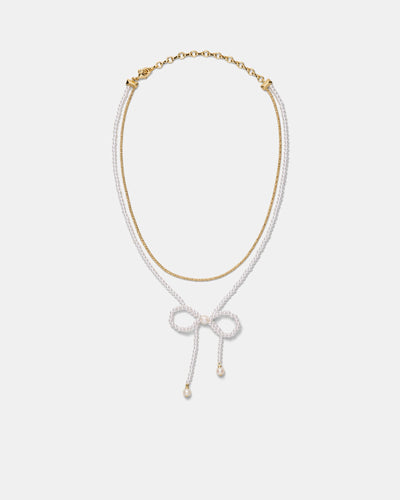 Glimmer Bow Necklace - Pearl