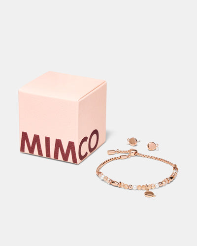 Impression Bracelet And Earrings Gift Box - Rose Gold
