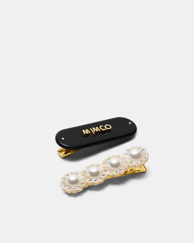 Pearly Hair Clip Set - Black