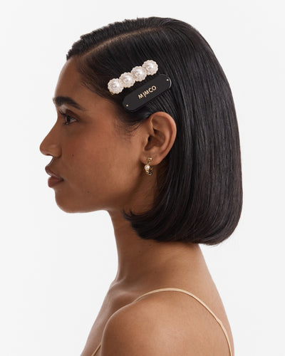Pearly Hair Clip Set - Black