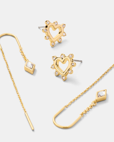 Cupid Duo Earrings Set - Gold