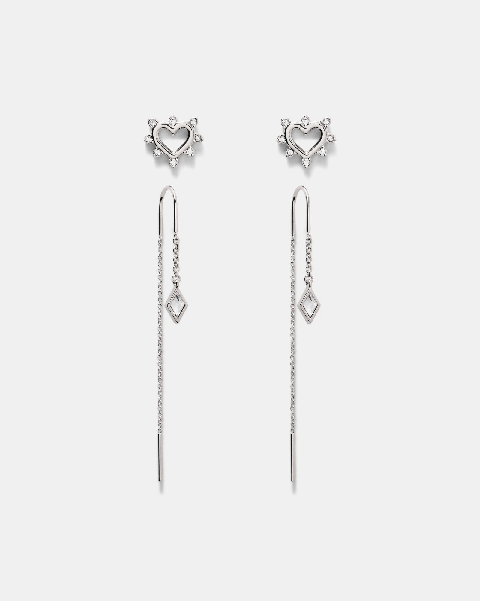 Cupid Duo Earrings Set - Silver