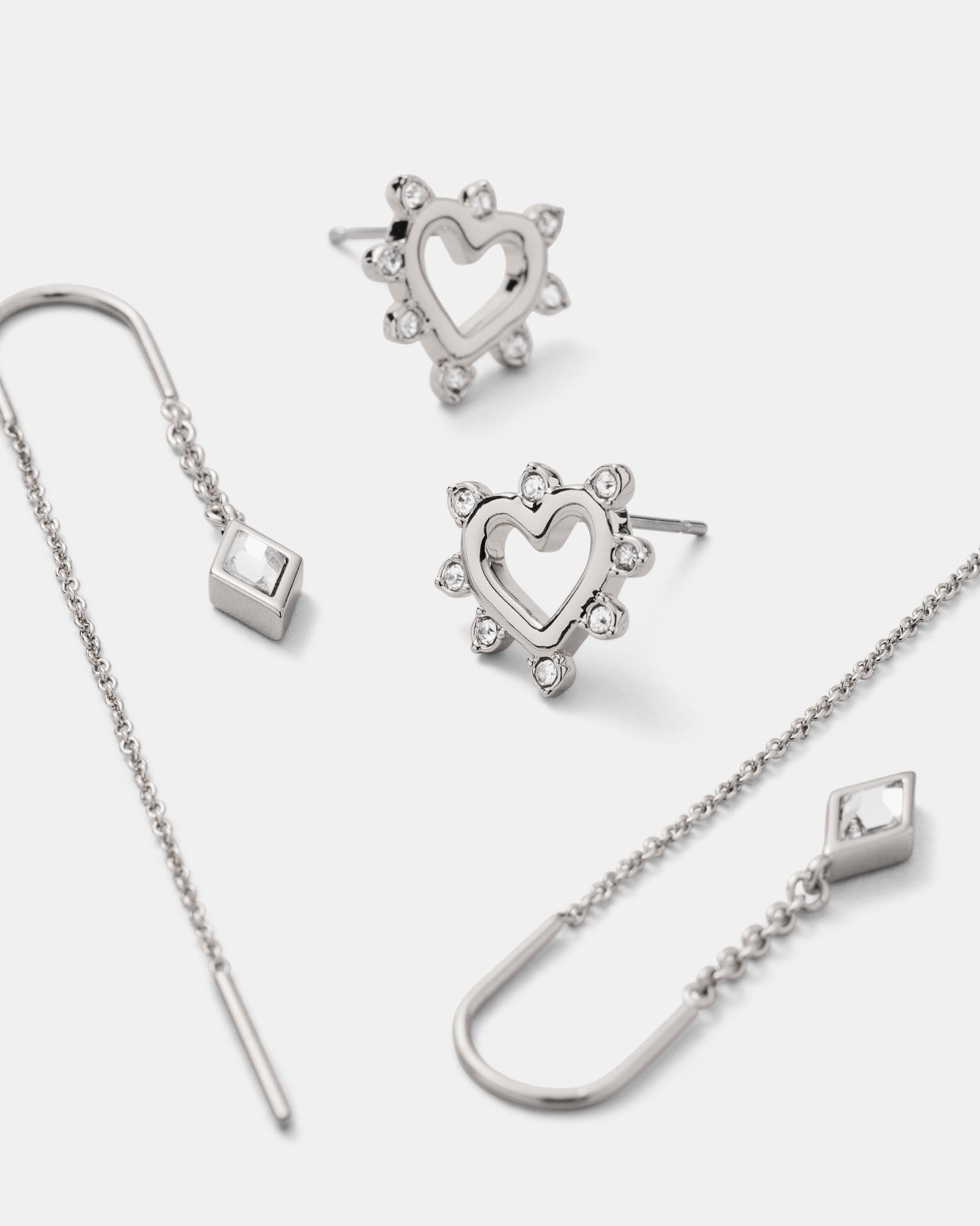 Cupid Duo Earrings Set - Silver