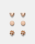 Heartfelt Stud Earrings Set - Rose Gold