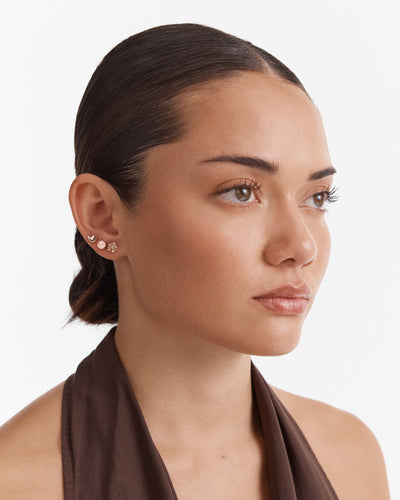 Heartfelt Stud Earrings Set - Rose Gold