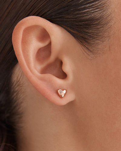 Heartfelt Stud Earrings Set - Rose Gold