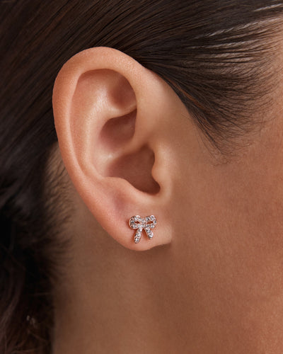 Bow Stud Earrings Set - Rose Gold