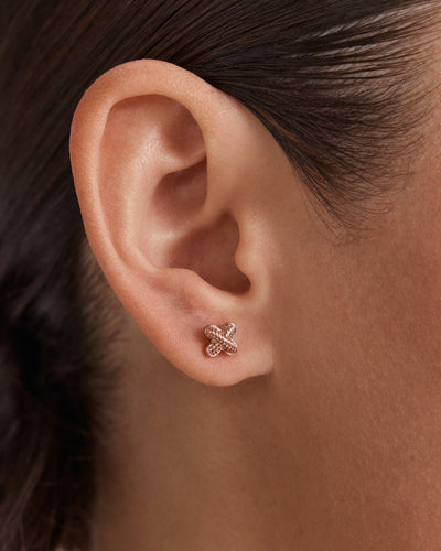 Bow Stud Earrings Set - Rose Gold