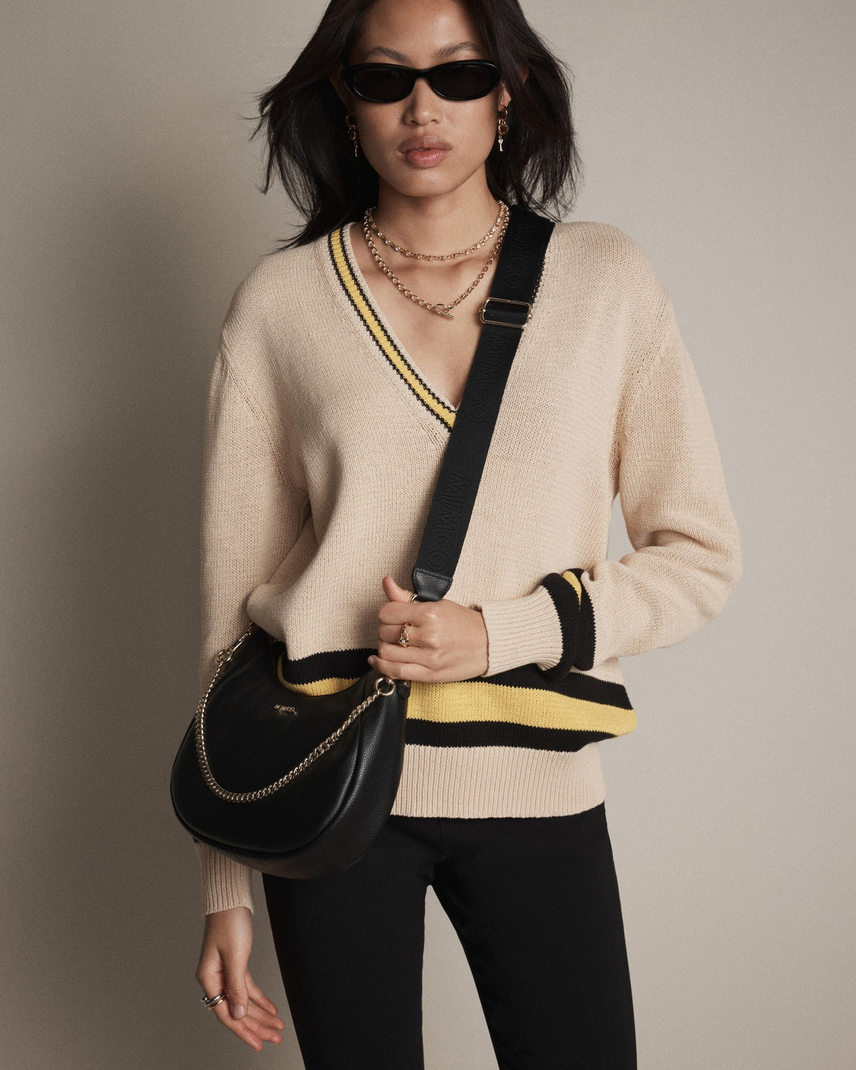 Lily Crescent Crossbody Bag - Black