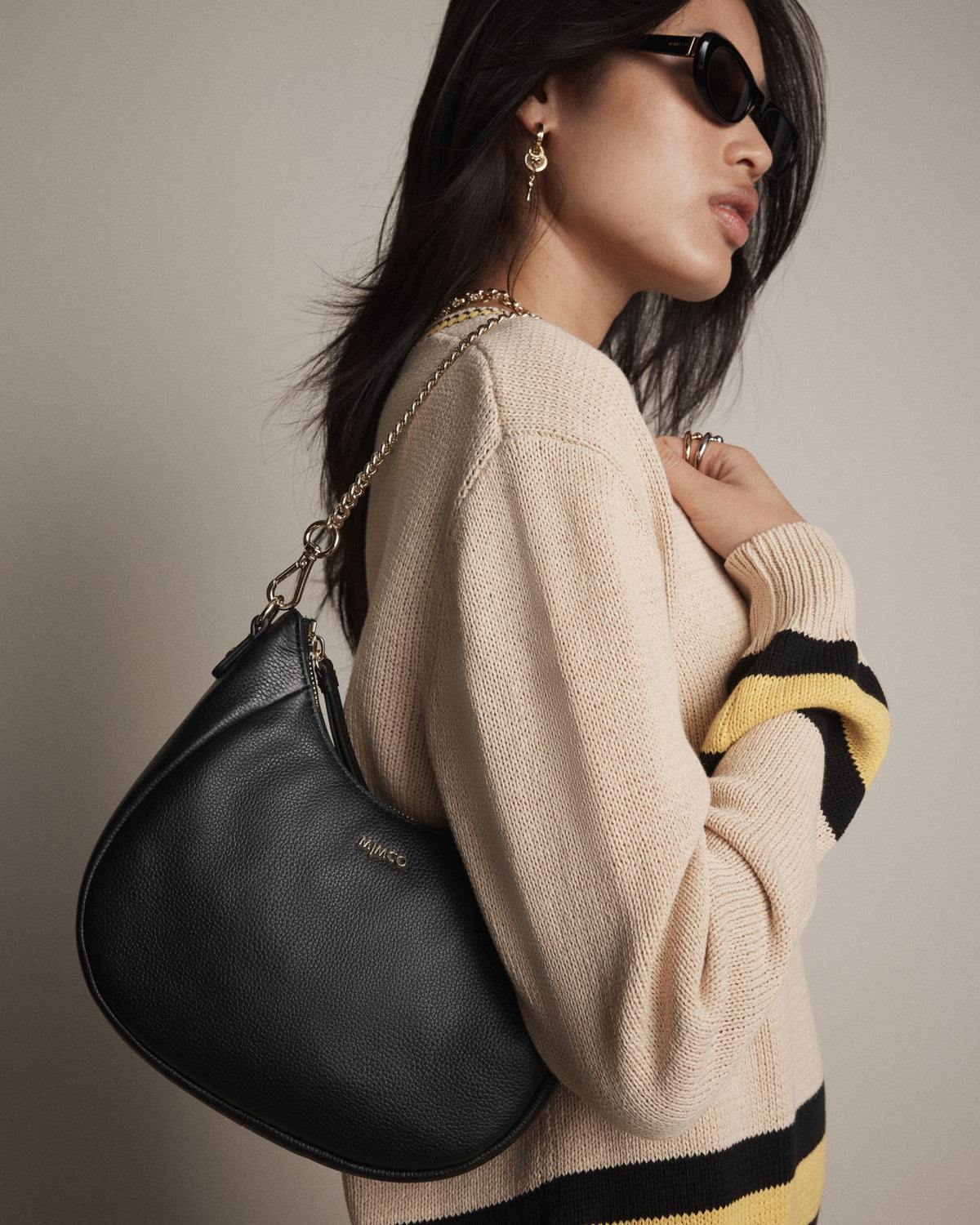 Lily Crescent Crossbody Bag - Black