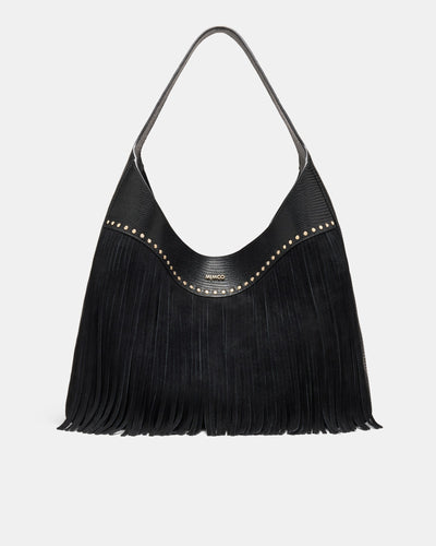 Rebel Fringe Hobo Bag - Black