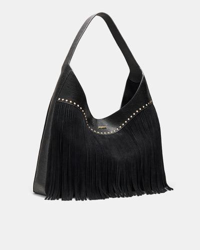 Rebel Fringe Hobo Bag - Black