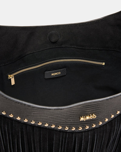 Rebel Fringe Hobo Bag - Black