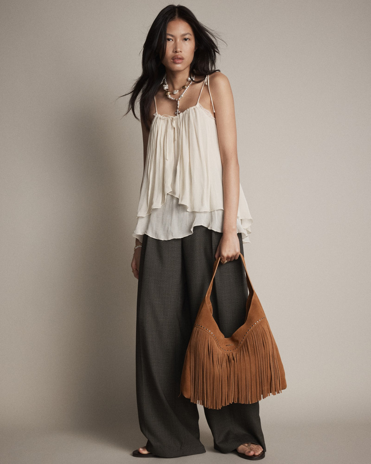 Rebel Fringe Hobo Bag - Pecan