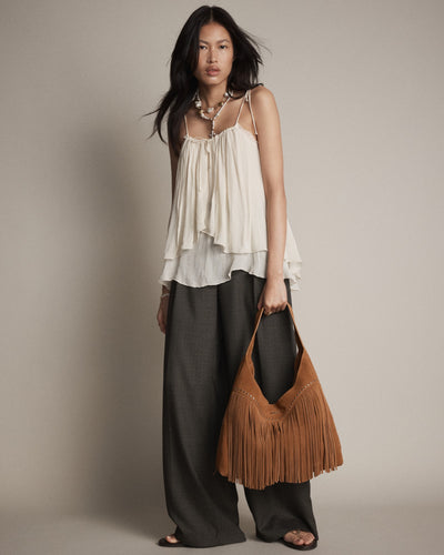 Rebel Fringe Hobo Bag - Pecan