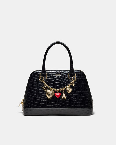 Noir Charm Bowler Bag - Black