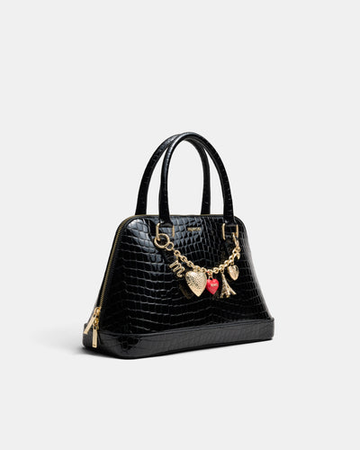 Noir Charm Bowler Bag - Black