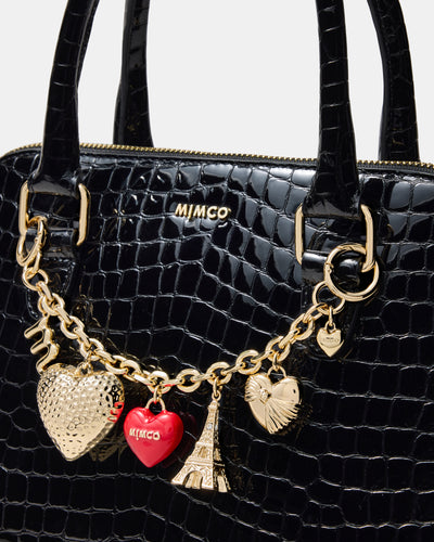 Noir Charm Bowler Bag - Black