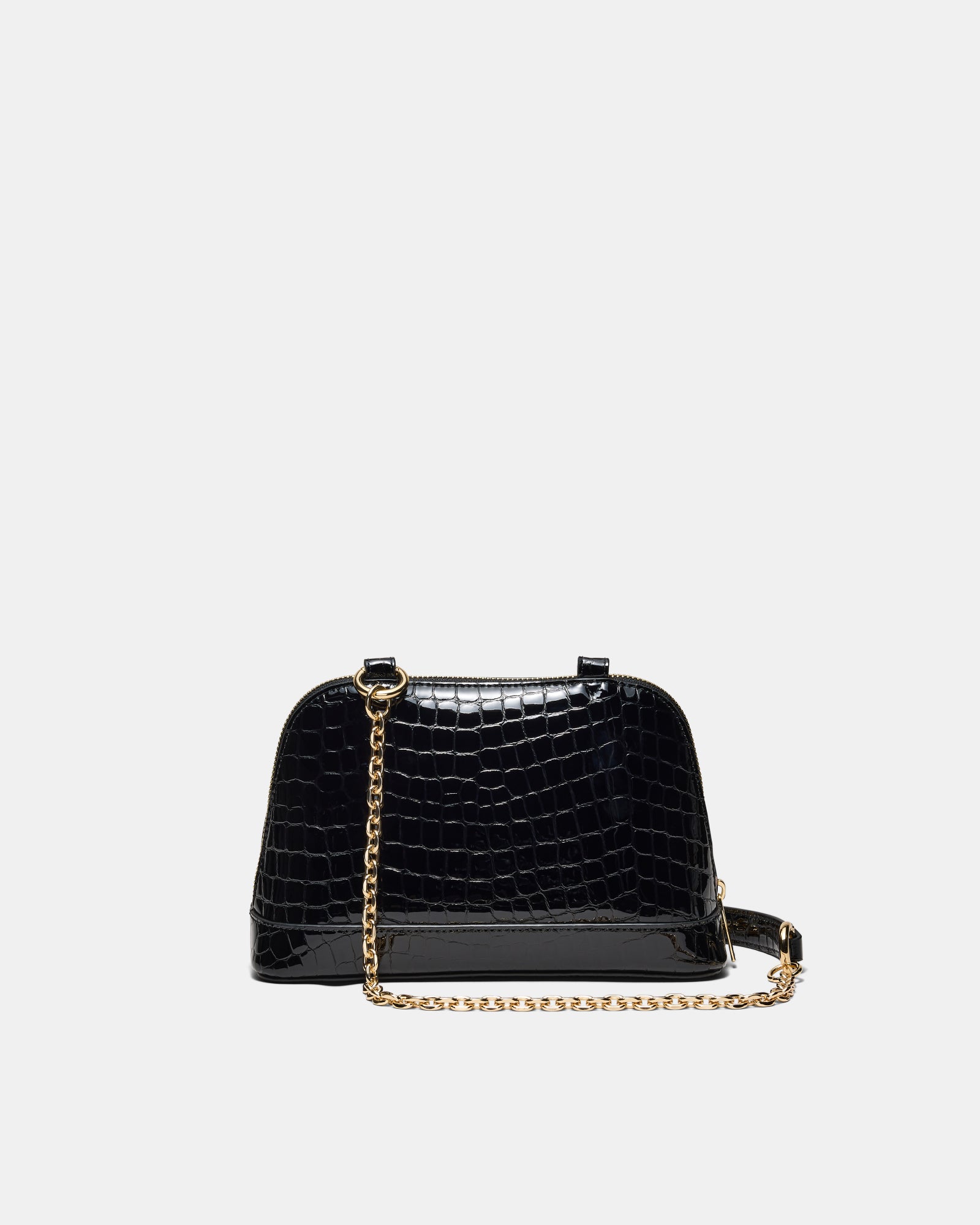 Noir Charm Chain Crossbody Bag - Black