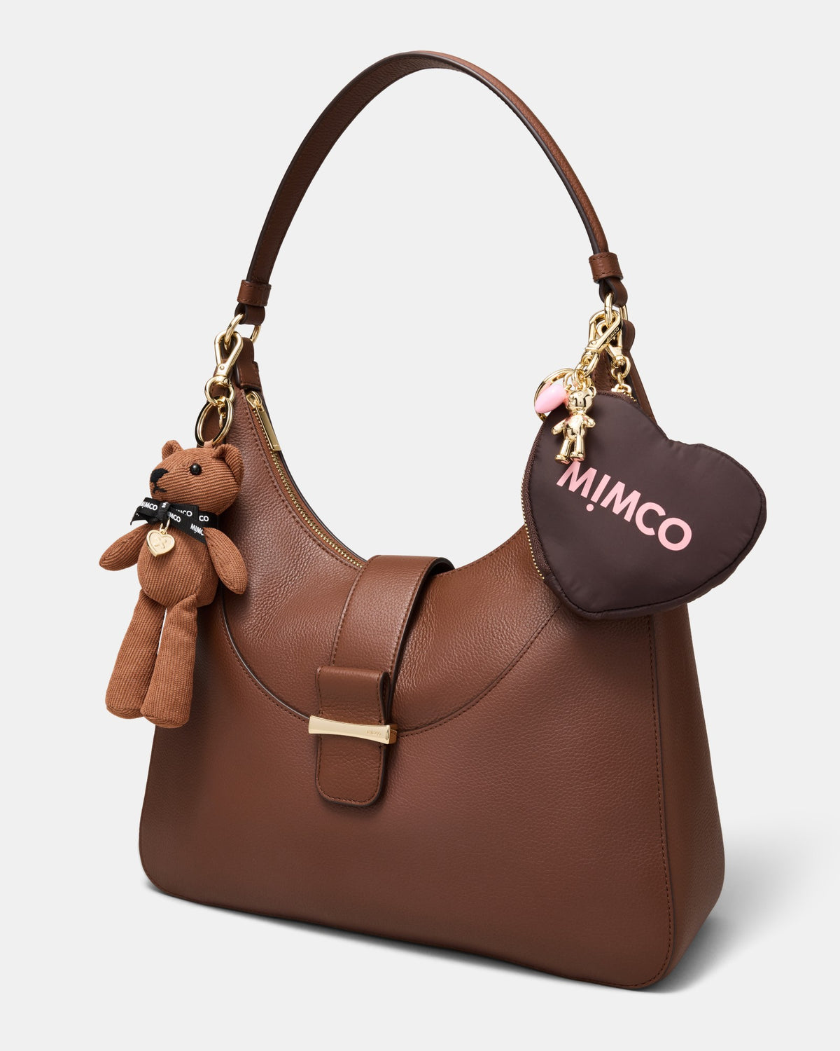 Metal Bear Bag Charm - Light Gold