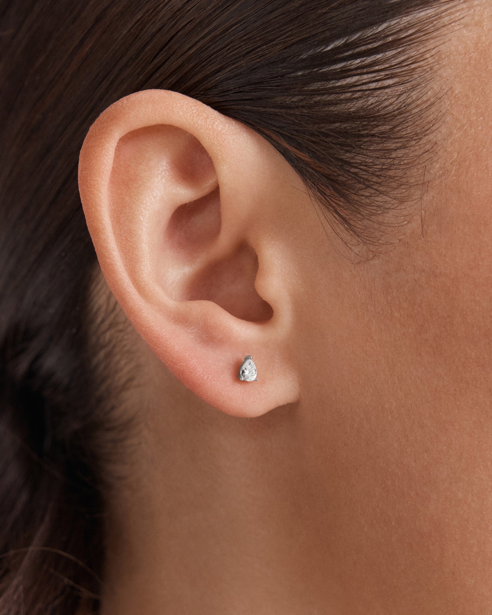 Cubic Zirconia Stud Earrings Set - Silver