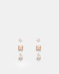 Cubic Zirconia Stud Earrings Set - Rose Gold