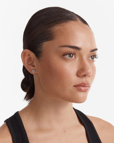 Lock Stud Earrings - Silver