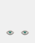 Evil Eye Stud Earrings - Silver