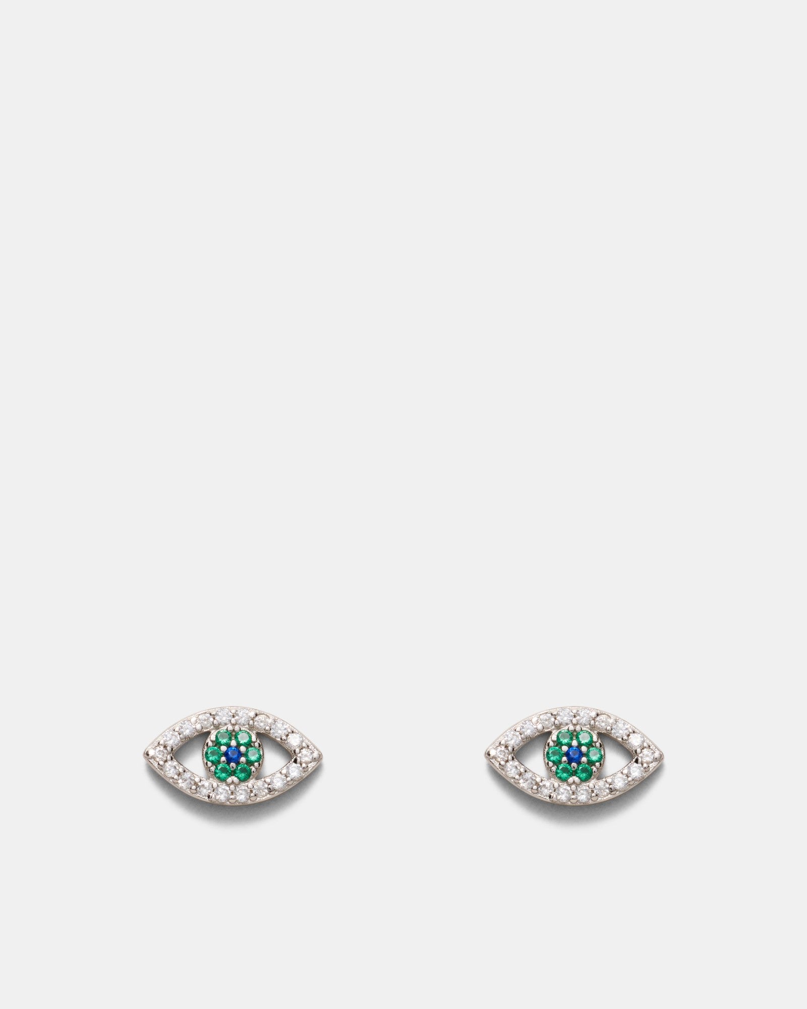 Evil Eye Stud Earrings - Silver