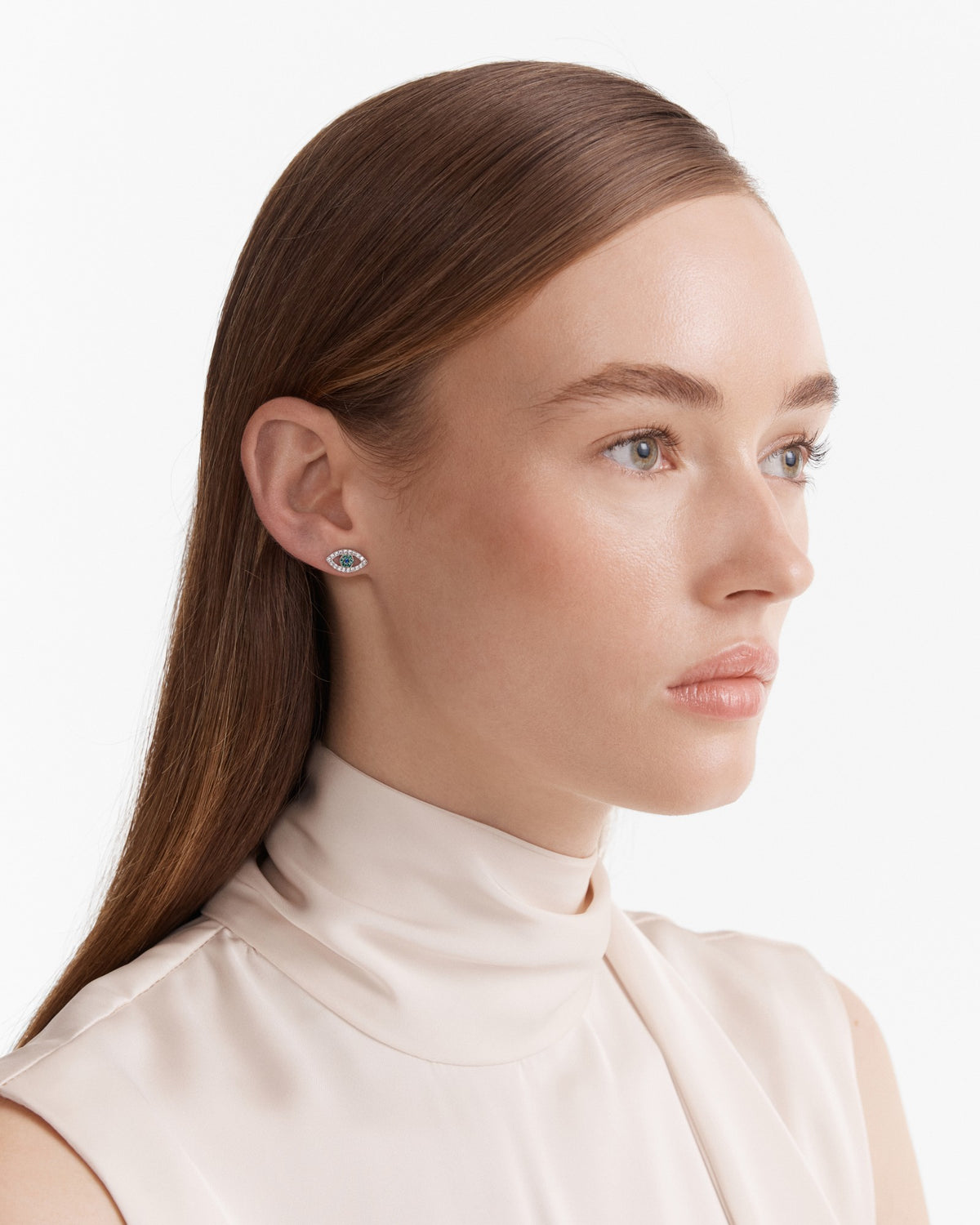 Evil Eye Stud Earrings - Silver