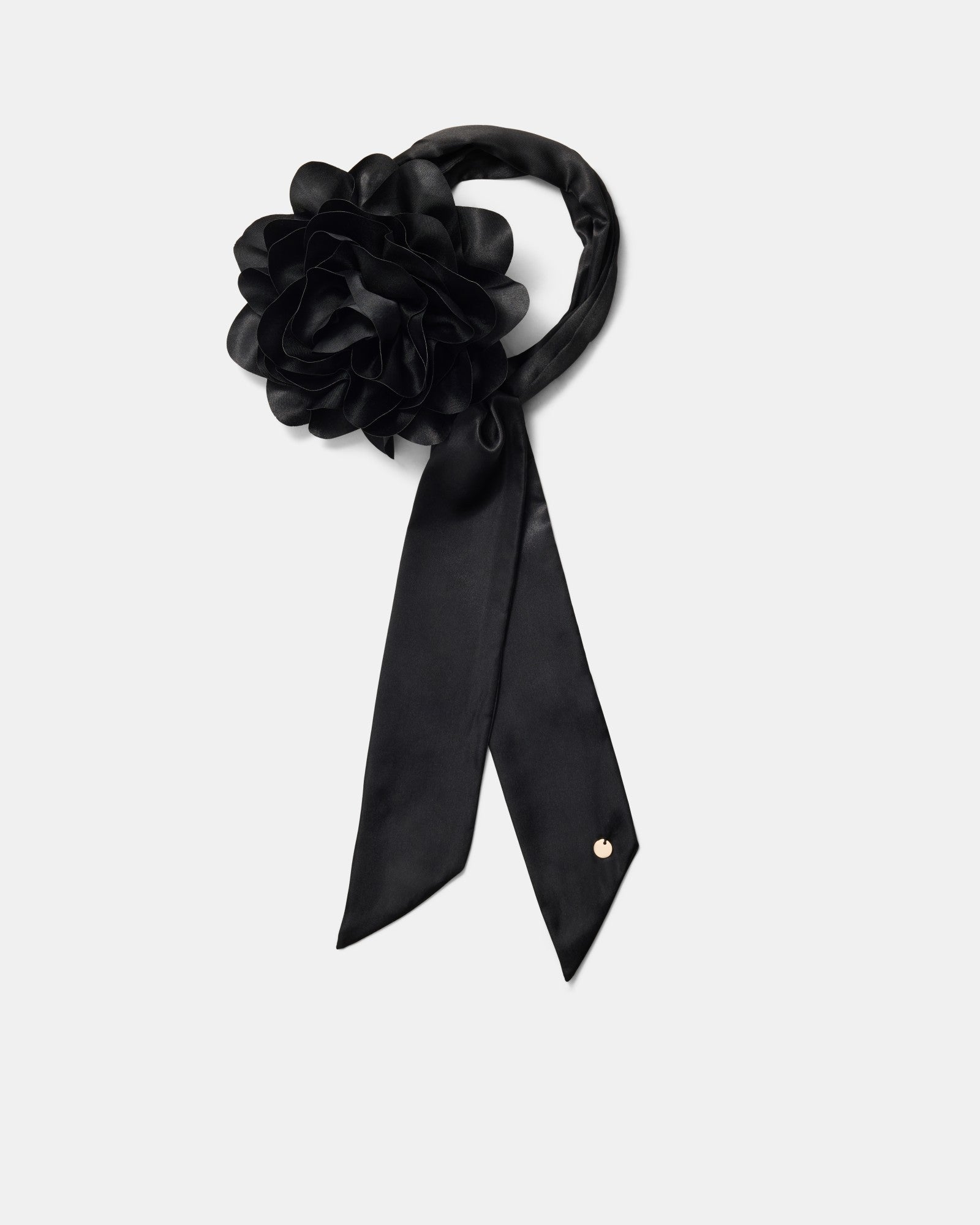 Flower Scarf Brooch - Black