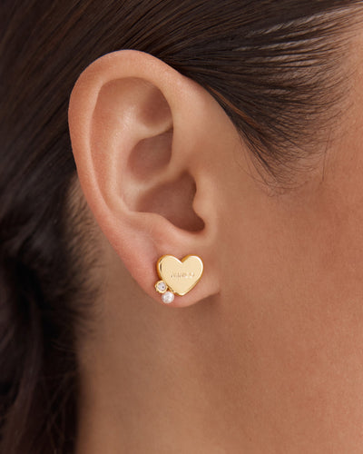 Mimco Heart Cluster Stud Earrings - Gold