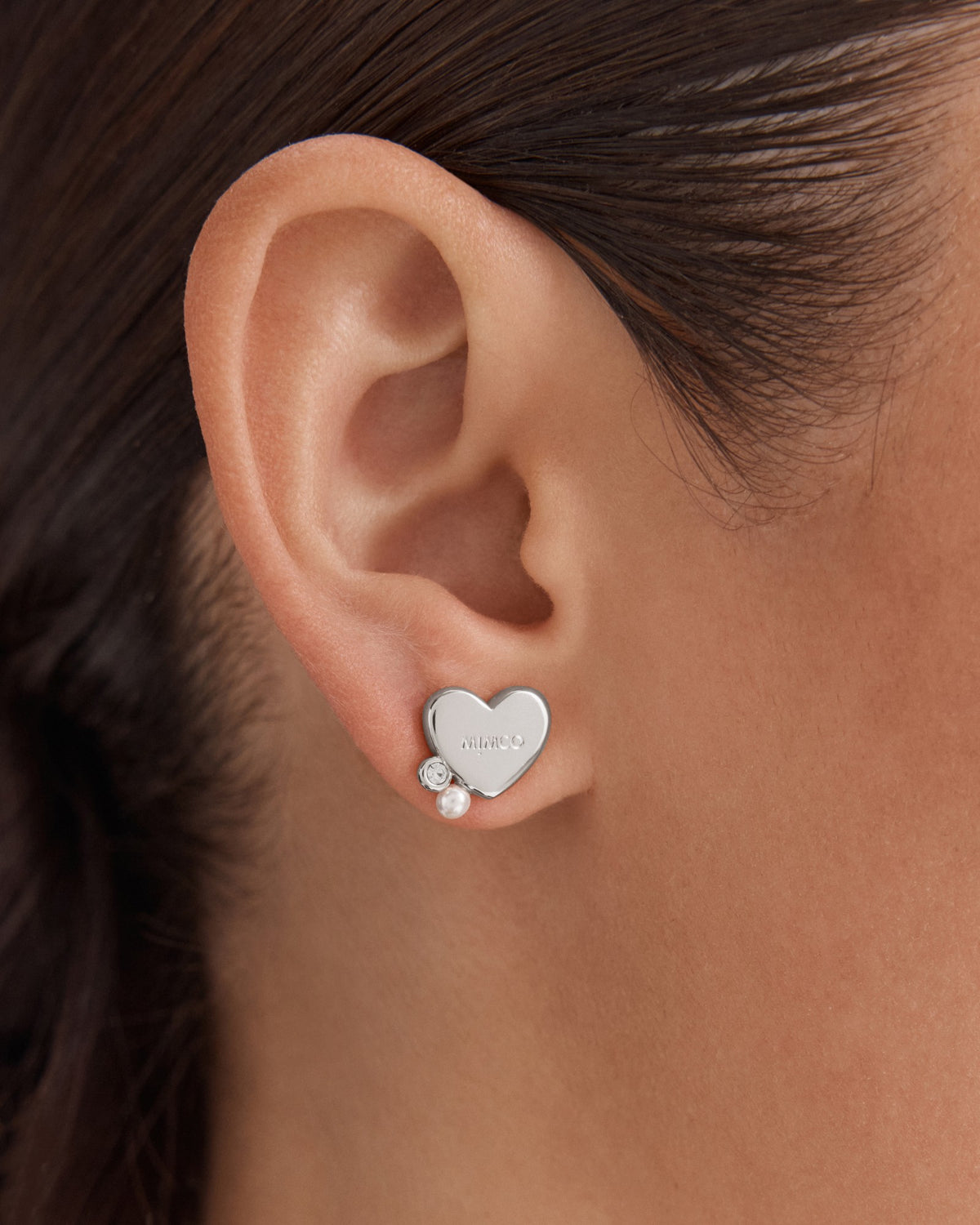 Mimco Heart Cluster Stud Earrings - Silver