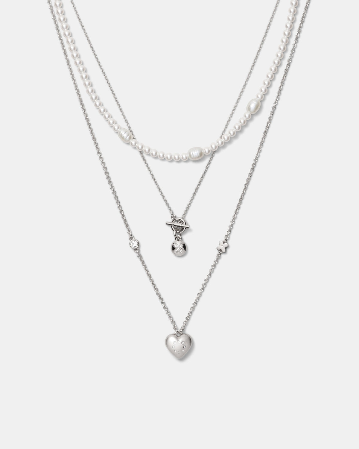 Lovely Trio Necklace - Silver