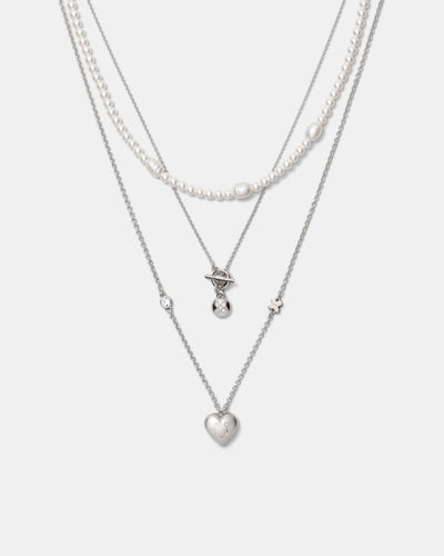 Lovely Trio Necklace - Silver