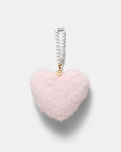Pearl Heart Bag Charm - Pale Pink