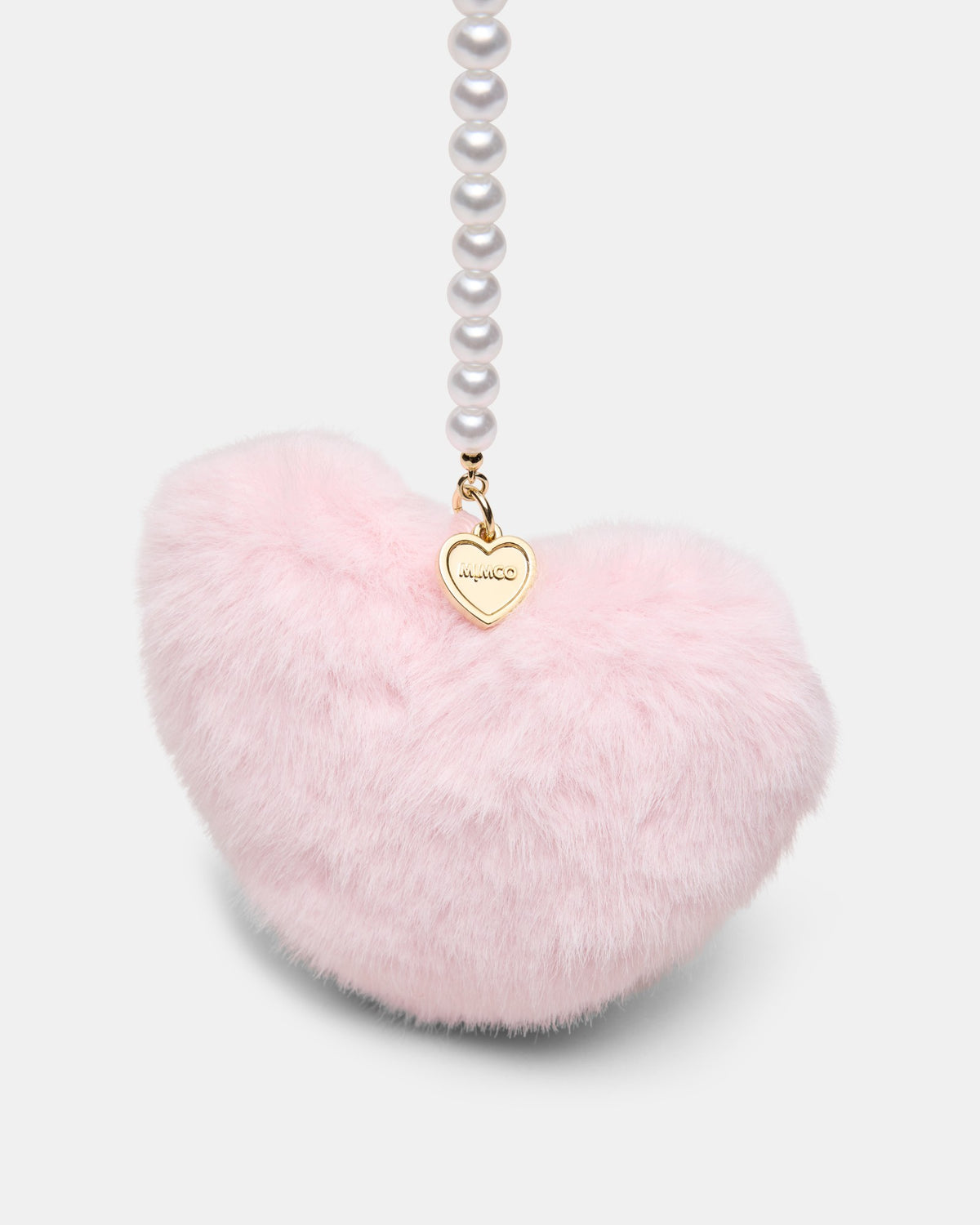 Pearl Heart Bag Charm - Pale Pink