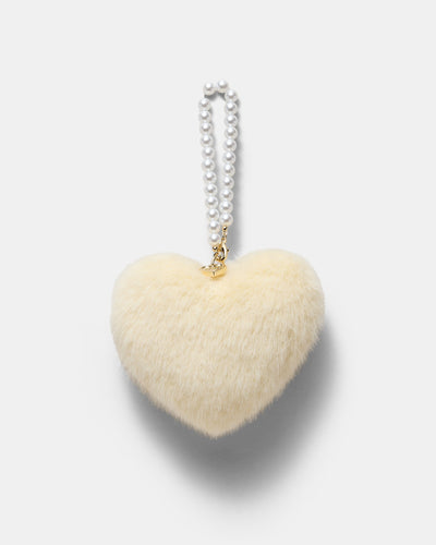 Pearl Heart Bag Charm - Buttermilk