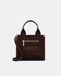 Patch Leather Mini Tote Bag - Chocolate
