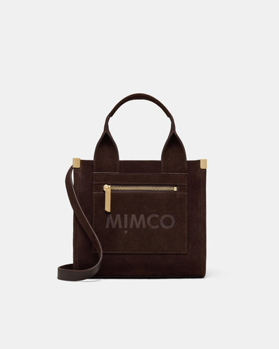 Patch Leather Mini Tote Bag - Chocolate