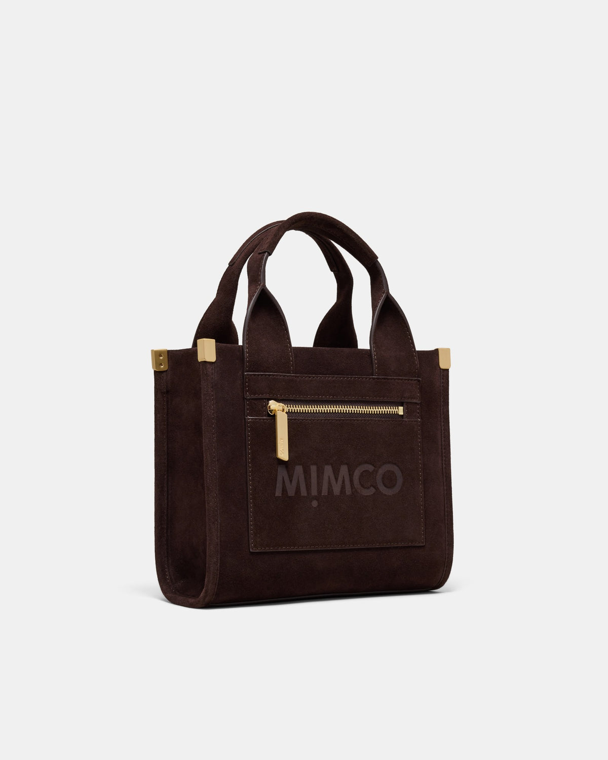 Patch Leather Mini Tote Bag - Chocolate