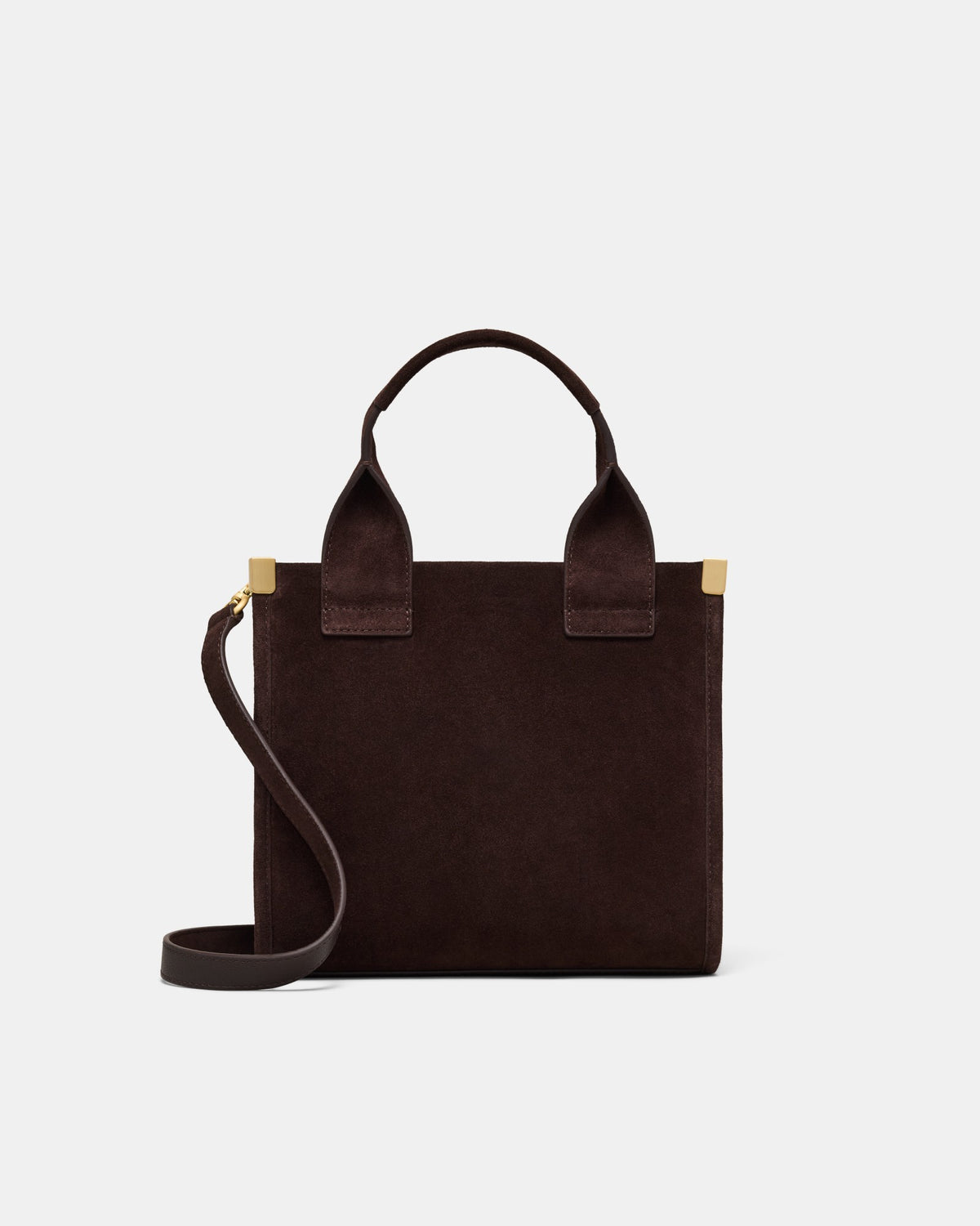 Patch Leather Mini Tote Bag - Chocolate