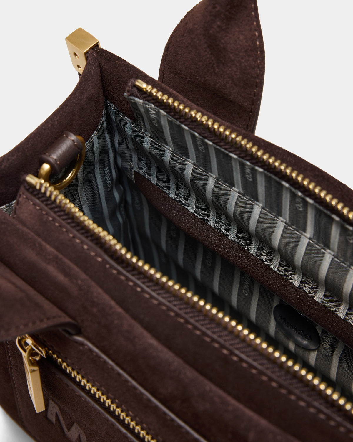 Patch Leather Mini Tote Bag - Chocolate