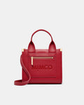 Patch Leather Mini Tote Bag - Lipstick Red