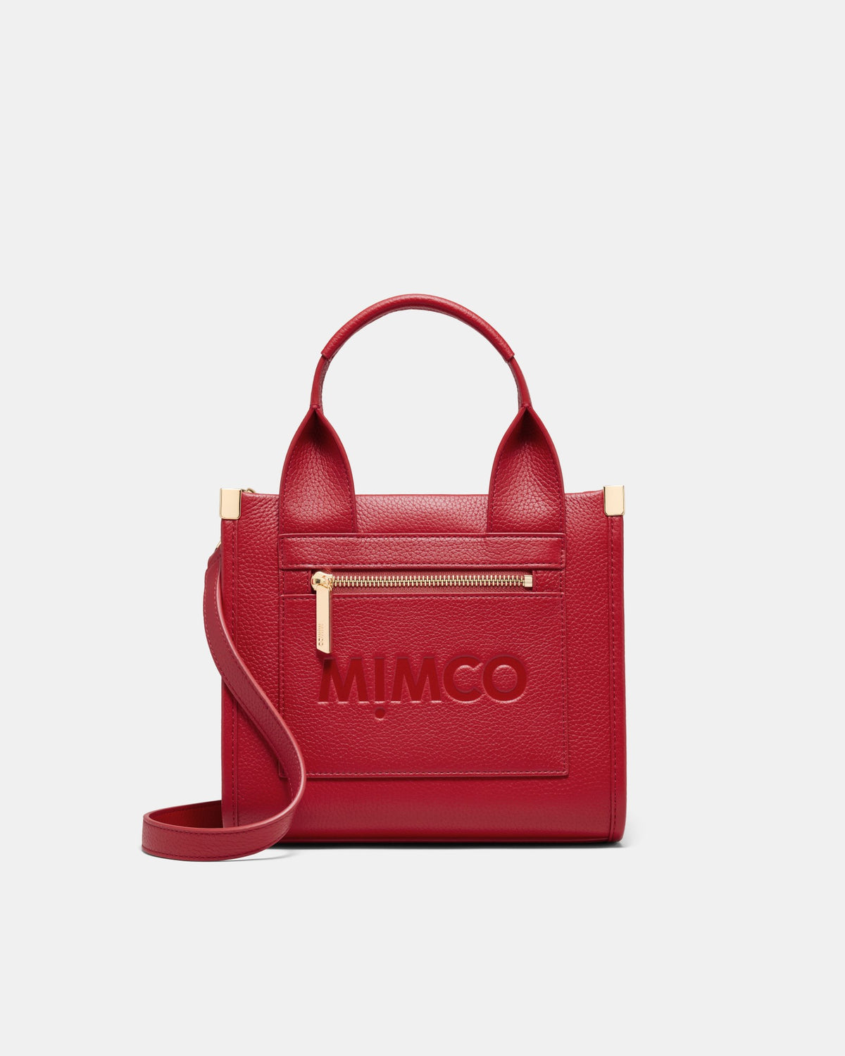 Patch Leather Mini Tote Bag - Lipstick Red